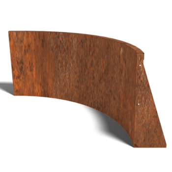 Muro di sostegno in acciaio Corten con curva interna 100 x 100 cm (altezza 60 cm)