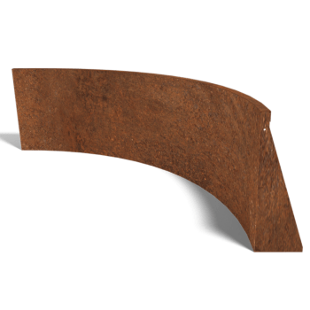 Muro di sostegno in acciaio Corten con curva interna 150 x 150 cm (altezza 60 cm)