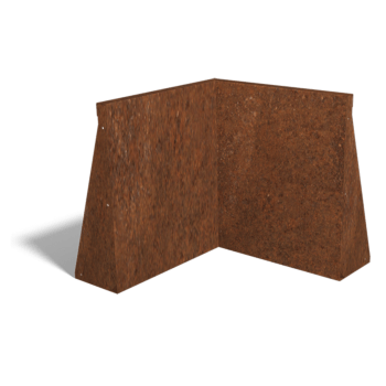 Muro di sostegno in acciaio Corten con angolo interno 50 x 50 cm (altezza 60 cm)