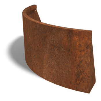 Muro di sostegno in acciaio Corten con curva esterna 100 x 100 cm (altezza 50 cm)