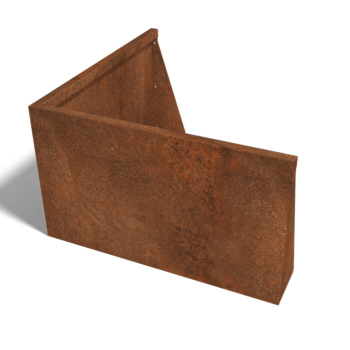 Muro di sostegno in acciaio Corten con angolo esterno 100 x 100 cm (altezza 60 cm)