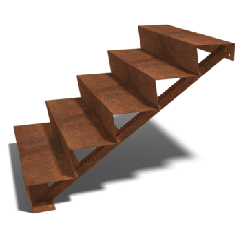 Scaletta in acciaio Corten New York con 5 gradini (larghezza 120 cm)