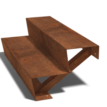 Scaletta in acciaio Corten New York con 2 gradini (larghezza 100 cm)