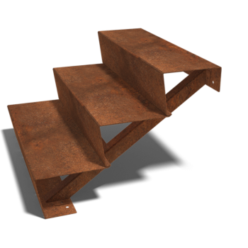 Scaletta in acciaio Corten New York con 3 gradini (larghezza 80 cm)
