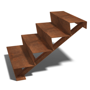 Scaletta in acciaio Corten New York con 4 gradini (larghezza 80 cm)