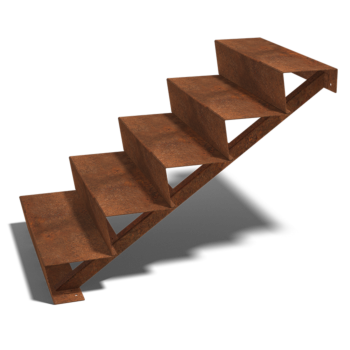 Scaletta in acciaio Corten New York con 5 gradini (larghezza 80 cm)