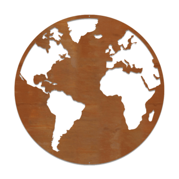 Decorazione da parete in acciaio Corten Mondo