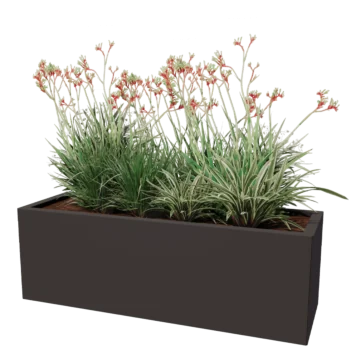 Fioriera in acciaio - Rettangolo - 120 x 40 x 60 cm - Altri colori RAL - Con piastra di base