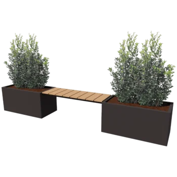 Fioriera in acciaio - Rettangolo - 321,2 x 50 x 50 cm - Altri colori RAL - Con piastra di base - Con panchina