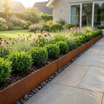 Bordura da giardino in acciaio corten - Appiattita - Altezza 13 cm - 150 cm