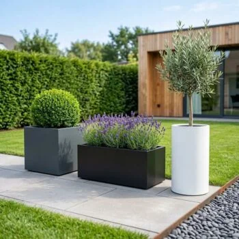 Fioriera in acciaio - Quadrato - 50 x 50 x 60 cm - RAL7016 opaco (grigio antracite) - Senza piastra di base