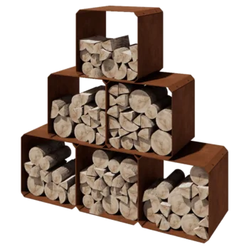Portalegna in acciaio corten - Colorado 6 pezzi - 40 x 40 x 40 cm