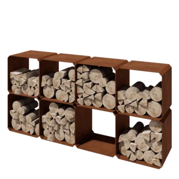 Portalegna in acciaio corten - Colorado 8 pezzi - 40 x 40 x 40 cm