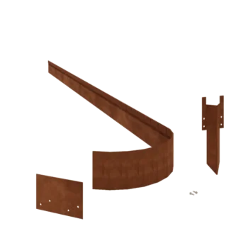 Bordura da giardino in acciaio corten - Appiattita FLEX - Altezza 13 cm - Set completo 24 metro