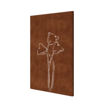 Pannello decorativo in acciaio corten - Tulipano simmetrico - 120 x 6 x 190 cm