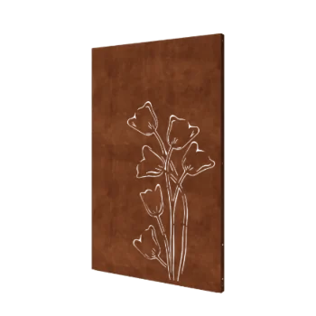 Pannello decorativo in acciaio corten - Tulipano a-simmetrico - 120 x 6 x 190 cm