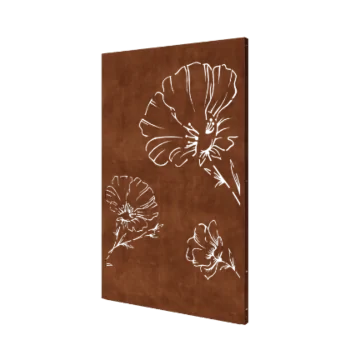 Pannello decorativo in acciaio corten - Papavero - 120 x 6 x 190 cm
