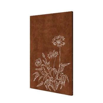 Pannello decorativo in acciaio corten - Fiordaliso - 120 x 6 x 190 cm
