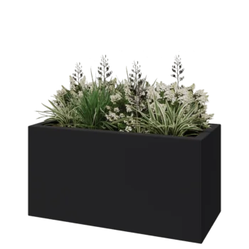 Fioriera in vetroresina - Rettangolo - 120 x 50 x 40 cm - RAL7021 opaco (grigio nerastro) - Con fondo