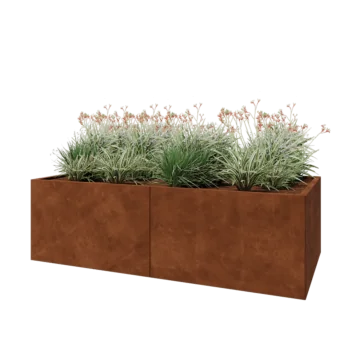 Fioriera XXL in acciaio corten - Rettangolo - 200 x 100 x 60 cm - Senza piastra di base
