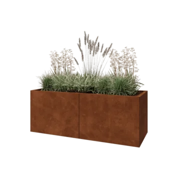 Fioriera XXL in acciaio corten - Rettangolo - 160 x 60 x 60 cm - Con piastra di base