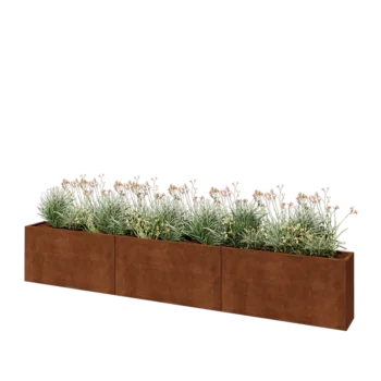 Fioriera XXL in acciaio corten - Rettangolo - 360 x 30 x 60 cm - Senza piastra di base