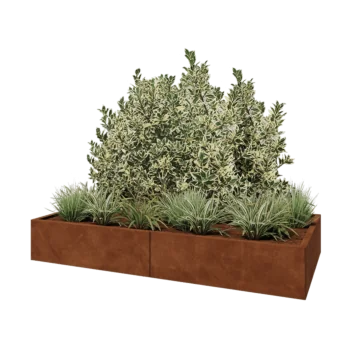 Fioriera XXL in acciaio corten - Rettangolo - 200 x 100 x 30 cm - Senza piastra di base