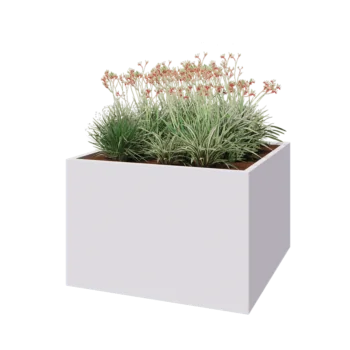 Fioriera in acciaio - Quadrato - 120 x 120 x 80 cm - RAL9010 opaco (bianco) - Con piastra di base