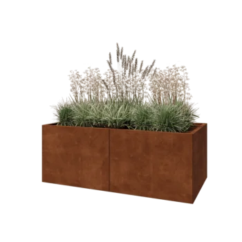 Fioriera XXL in acciaio corten - Rettangolo - 160 x 80 x 60 cm - Con piastra di base