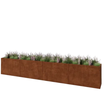 Fioriera XXL in acciaio corten - Rettangolo - 480 x 50 x 80 cm - Senza piastra di base
