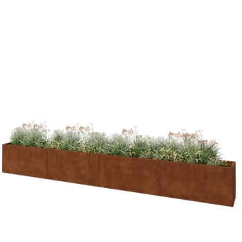 Fioriera XXL in acciaio corten - Rettangolo - 480 x 40 x 60 cm - Senza piastra di base