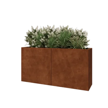 Fioriera XXL in acciaio corten - Rettangolo - 160 x 40 x 80 cm - Con piastra di base