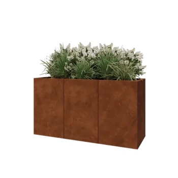Fioriera XXL in acciaio corten - Rettangolo - 150 x 50 x 80 cm - Con piastra di base