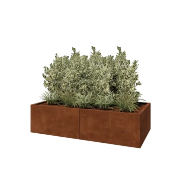 Fioriera XXL in acciaio corten - Rettangolo - 160 x 80 x 40 cm - Con piastra di base