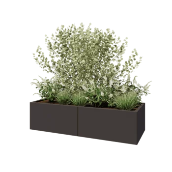 Fioriera XXL in acciaio - Rettangolo - 160 x 60 x 40 cm - RAL7016 opaco (grigio antracite) - Con piastra di base