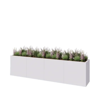 Fioriera XXL in acciaio - Rettangolo - 320 x 50 x 80 cm - RAL9010 opaco (bianco) - Senza piastra di base