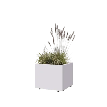 Fioriera in acciaio - Quadrato - 50 x 50 x 40 cm - RAL9010 opaco (bianco) - Con piastra di base - Con piedi