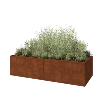 Fioriera XXL in acciaio corten - Rettangolo - 320 x 120 x 80 cm - Senza piastra di base