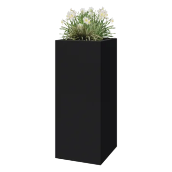 Fioriera in vetroresina - Quadrato - 50 x 50 x 120 cm - RAL7021 opaco (grigio nerastro) - Con fondo