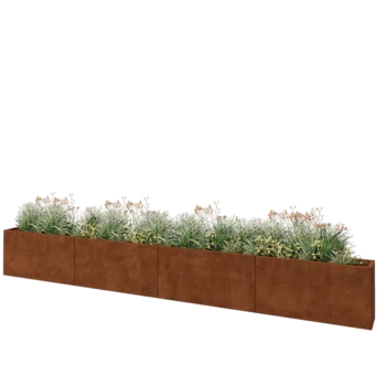 Fioriera XXL in acciaio corten - Rettangolo - 480 x 30 x 60 cm - Senza piastra di base