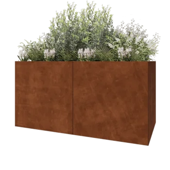 Fioriera XXL in acciaio corten - Rettangolo - 200 x 100 x 100 cm - Con piastra di base