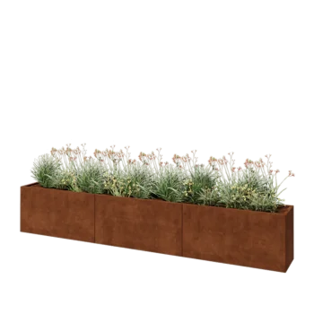 Fioriera XXL in acciaio corten - Rettangolo - 360 x 40 x 60 cm - Senza piastra di base