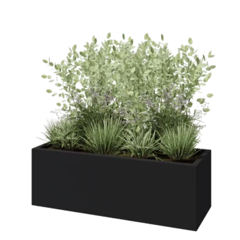 Fioriera in vetroresina - Rettangolo - 120 x 40 x 40 cm - RAL7021 opaco (grigio nerastro) - Con fondo