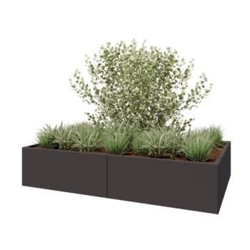 Fioriera XXL in acciaio - Rettangolo - 200 x 120 x 40 cm - RAL7016 opaco (grigio antracite) - Senza piastra di base