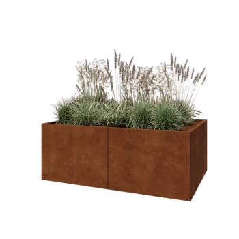 Fioriera XXL in acciaio corten - Rettangolo - 160 x 100 x 60 cm - Con piastra di base