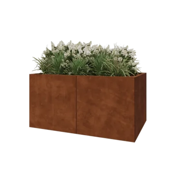 Fioriera XXL in acciaio corten - Rettangolo - 160 x 100 x 80 cm - Con piastra di base
