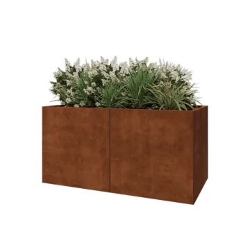Fioriera XXL in acciaio corten - Rettangolo - 160 x 80 x 80 cm - Con piastra di base