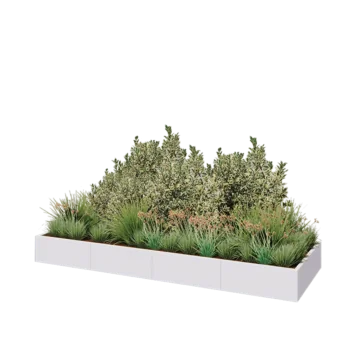 Fioriera XXL in acciaio - Rettangolo - 320 x 100 x 30 cm - RAL9010 opaco (bianco) - Con piastra di base