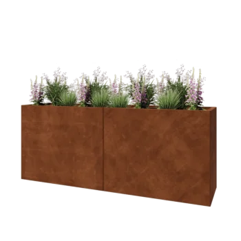 Fioriera XXL in acciaio corten - Rettangolo - 200 x 50 x 80 cm - Senza piastra di base