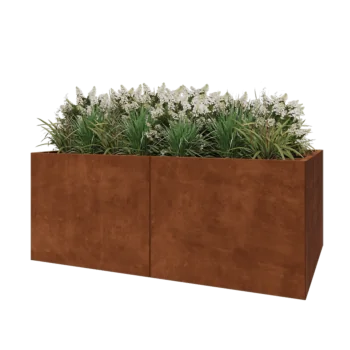 Fioriera XXL in acciaio corten - Rettangolo - 200 x 120 x 80 cm - Con piastra di base